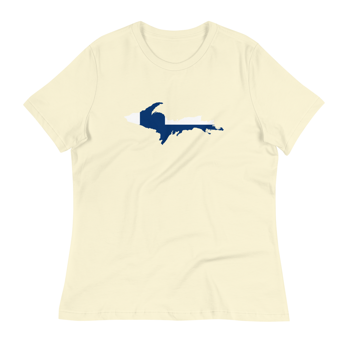 Michigan Upper Peninsula T-Shirt (w/ UP Finland Flag Outline) | Women's Relaxed Fit