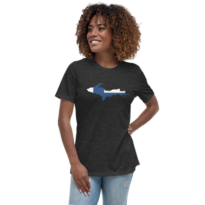 Michigan Upper Peninsula T-Shirt (w/ UP Finland Flag Outline) | Women's Relaxed Fit