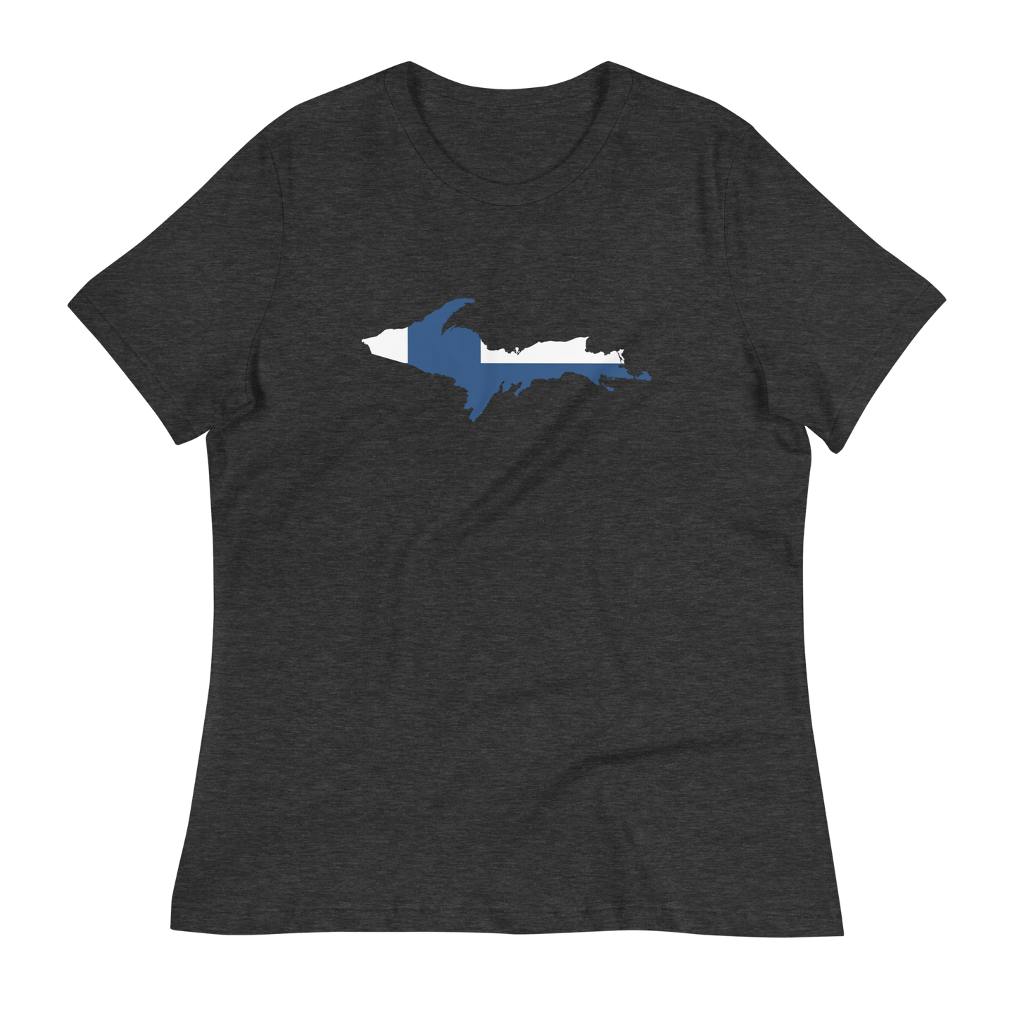 Michigan Upper Peninsula T-Shirt (w/ UP Finland Flag Outline) | Women's Relaxed Fit