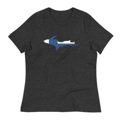 Michigan Upper Peninsula T-Shirt (w/ UP Finland Flag Outline) | Women's Relaxed Fit