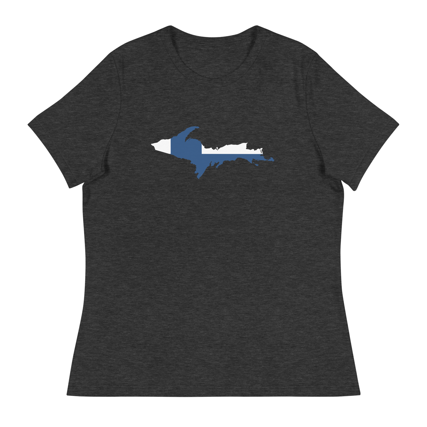 Michigan Upper Peninsula T-Shirt (w/ UP Finland Flag Outline) | Women's Relaxed Fit