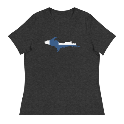 Michigan Upper Peninsula T-Shirt (w/ UP Finland Flag Outline) | Women's Relaxed Fit