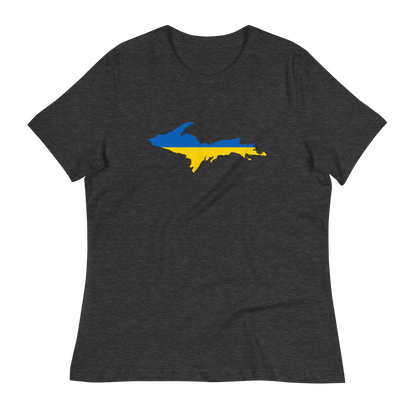 Michigan Upper Peninsula T-Shirt (w/ UP Ukraine Flag Outline) | Women's Relaxed Fit