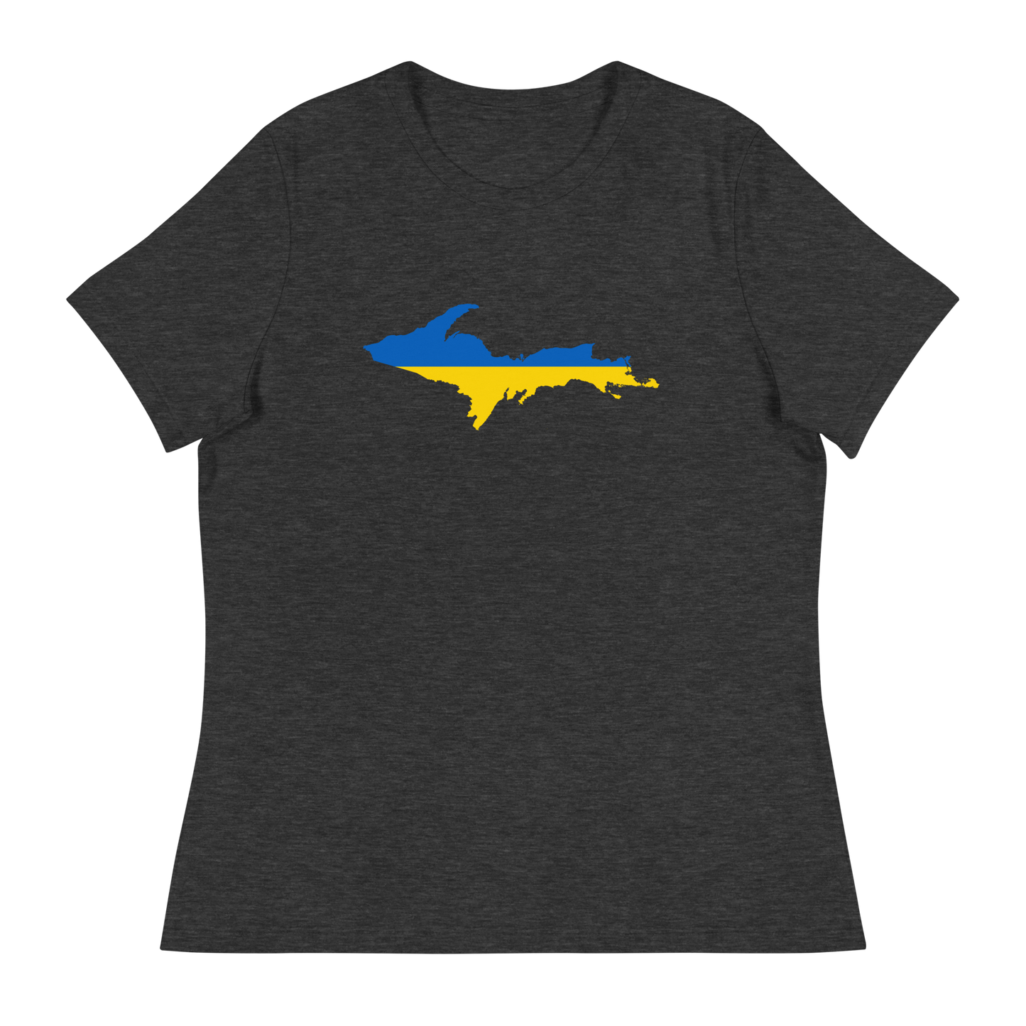 Michigan Upper Peninsula T-Shirt (w/ UP Ukraine Flag Outline) | Women's Relaxed Fit