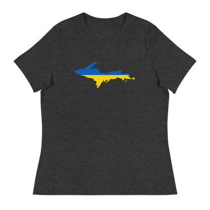 Michigan Upper Peninsula T-Shirt (w/ UP Ukraine Flag Outline) | Women's Relaxed Fit