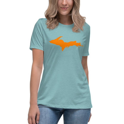 Michigan Upper Peninsula T-Shirts (w/ Orange UP Outline) | Women's Relaxed Fit