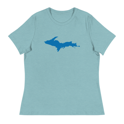 Michigan Upper Peninsula T-Shirt (w/ Azure UP Outline) | Women's Relaxed Fit