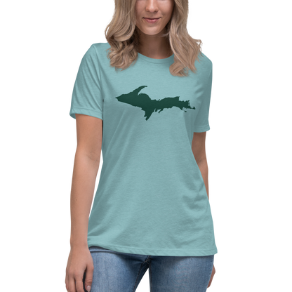 Michigan Upper Peninsula T-Shirt (w/ Green UP Outline) | Women's Relaxed Fit