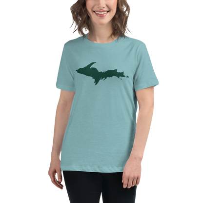 Michigan Upper Peninsula T-Shirt (w/ Green UP Outline) | Women's Relaxed Fit