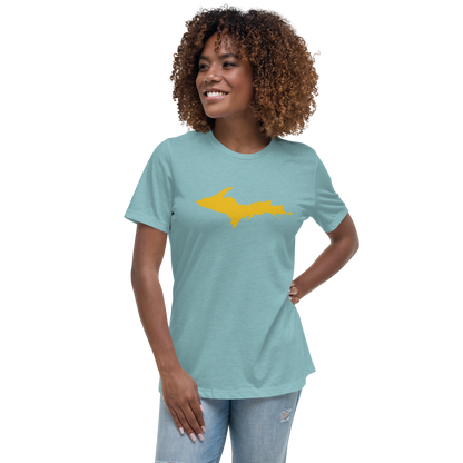 Michigan Upper Peninsula T-Shirt (w/ Gold UP Outline) | Women's Relaxed Fit