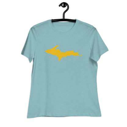 Michigan Upper Peninsula T-Shirt (w/ Gold UP Outline) | Women's Relaxed Fit