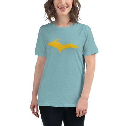 Michigan Upper Peninsula T-Shirt (w/ Gold UP Outline) | Women's Relaxed Fit