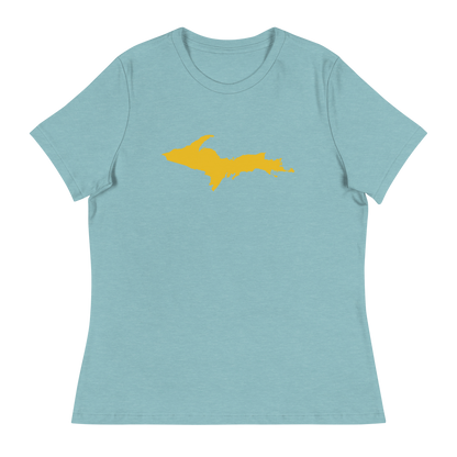 Michigan Upper Peninsula T-Shirt (w/ Gold UP Outline) | Women's Relaxed Fit