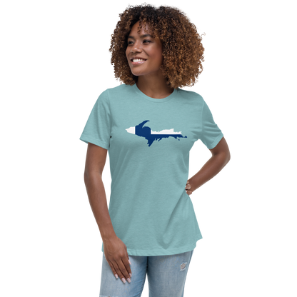 Michigan Upper Peninsula T-Shirt (w/ UP Finland Flag Outline) | Women's Relaxed Fit