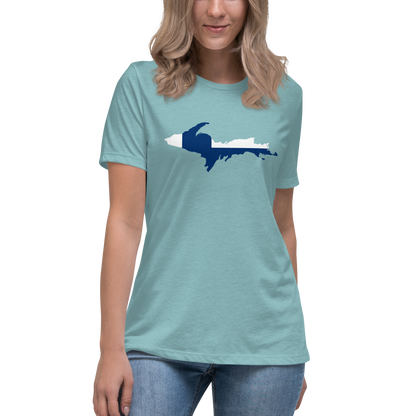 Michigan Upper Peninsula T-Shirt (w/ UP Finland Flag Outline) | Women's Relaxed Fit