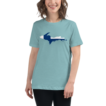 Michigan Upper Peninsula T-Shirt (w/ UP Finland Flag Outline) | Women's Relaxed Fit