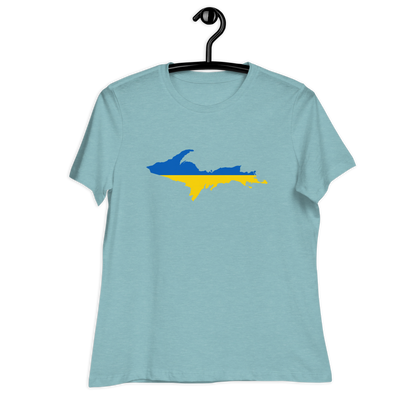 Michigan Upper Peninsula T-Shirt (w/ UP Ukraine Flag Outline) | Women's Relaxed Fit