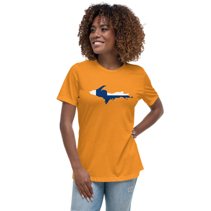 Michigan Upper Peninsula T-Shirt (w/ UP Finland Flag Outline) | Women's Relaxed Fit