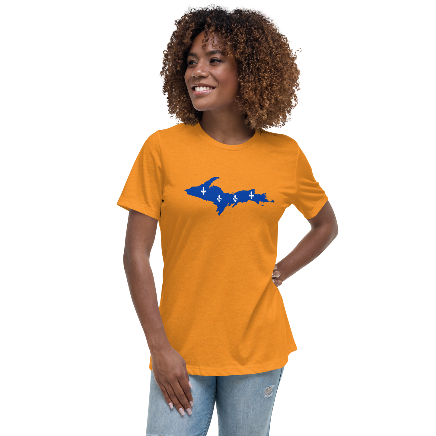 Michigan Upper Peninsula T-Shirt (w/ UP Quebec Flag Outline) | Women's Relaxed Fit