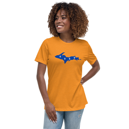 Michigan Upper Peninsula T-Shirt (w/ UP Quebec Flag Outline) | Women's Relaxed Fit