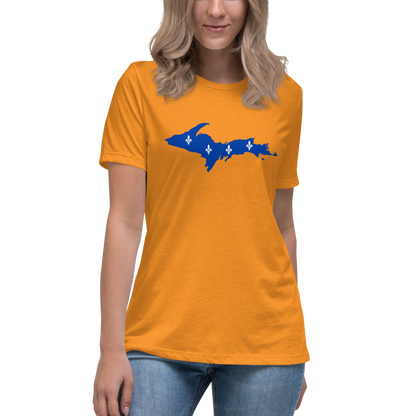 Michigan Upper Peninsula T-Shirt (w/ UP Quebec Flag Outline) | Women's Relaxed Fit