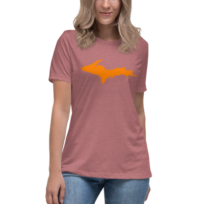 Michigan Upper Peninsula T-Shirts (w/ Orange UP Outline) | Women's Relaxed Fit