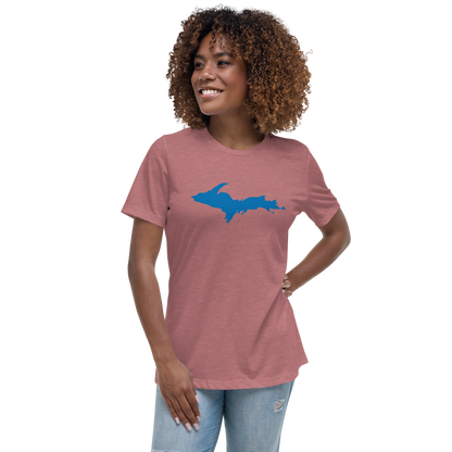 Michigan Upper Peninsula T-Shirt (w/ Azure UP Outline) | Women's Relaxed Fit