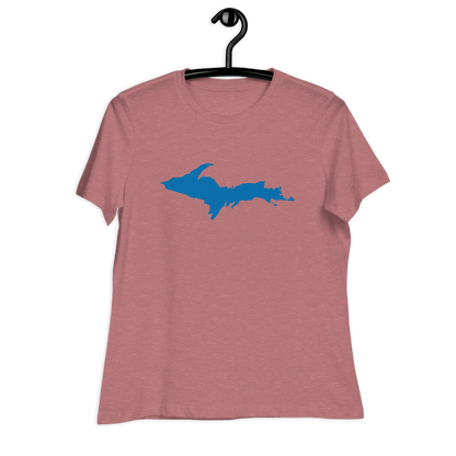 Michigan Upper Peninsula T-Shirt (w/ Azure UP Outline) | Women's Relaxed Fit