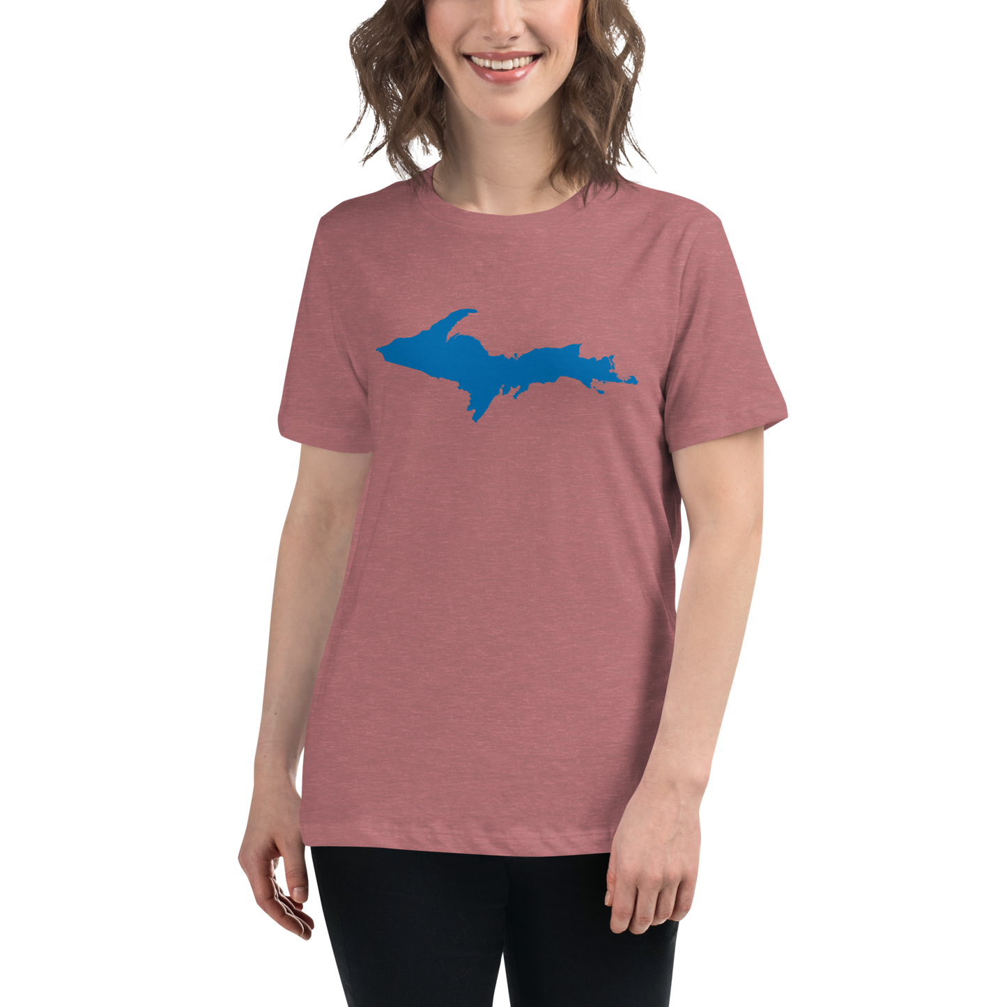 Michigan Upper Peninsula T-Shirt (w/ Azure UP Outline) | Women's Relaxed Fit