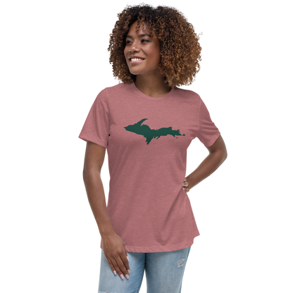 Michigan Upper Peninsula T-Shirt (w/ Green UP Outline) | Women's Relaxed Fit