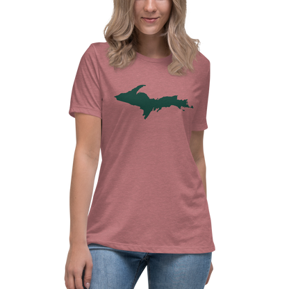 Michigan Upper Peninsula T-Shirt (w/ Green UP Outline) | Women's Relaxed Fit