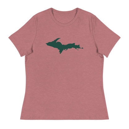 Michigan Upper Peninsula T-Shirt (w/ Green UP Outline) | Women's Relaxed Fit