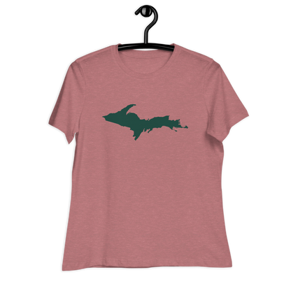 Michigan Upper Peninsula T-Shirt (w/ Green UP Outline) | Women's Relaxed Fit