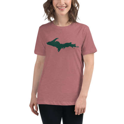 Michigan Upper Peninsula T-Shirt (w/ Green UP Outline) | Women's Relaxed Fit