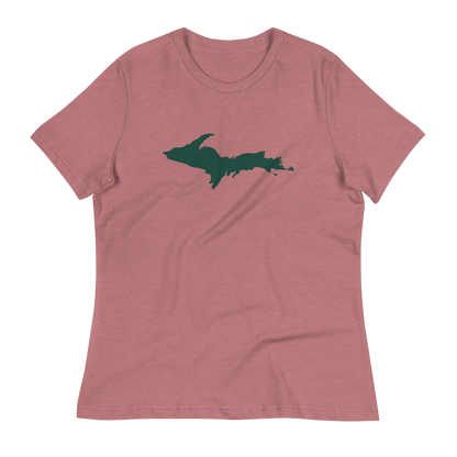 Michigan Upper Peninsula T-Shirt (w/ Green UP Outline) | Women's Relaxed Fit