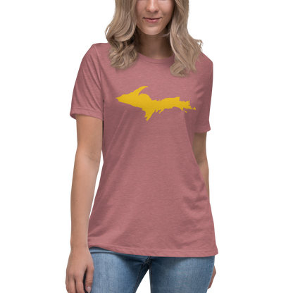 Michigan Upper Peninsula T-Shirt (w/ Gold UP Outline) | Women's Relaxed Fit