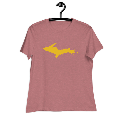 Michigan Upper Peninsula T-Shirt (w/ Gold UP Outline) | Women's Relaxed Fit