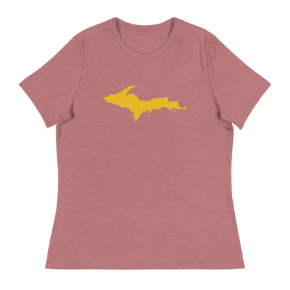 Michigan Upper Peninsula T-Shirt (w/ Gold UP Outline) | Women's Relaxed Fit