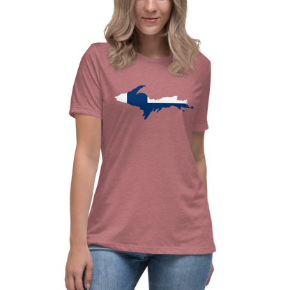 Michigan Upper Peninsula T-Shirt (w/ UP Finland Flag Outline) | Women's Relaxed Fit