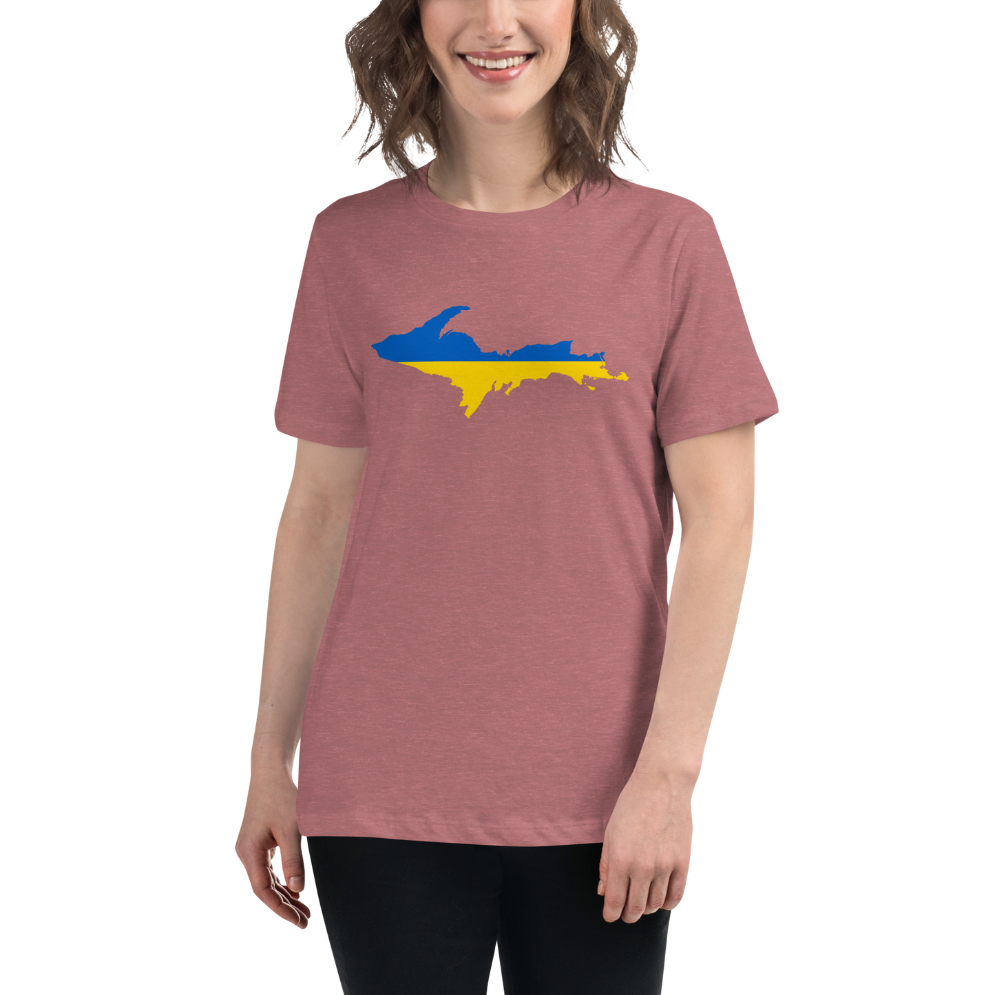 Michigan Upper Peninsula T-Shirt (w/ UP Ukraine Flag Outline) | Women's Relaxed Fit