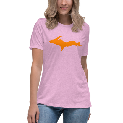 Michigan Upper Peninsula T-Shirts (w/ Orange UP Outline) | Women's Relaxed Fit