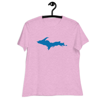 Michigan Upper Peninsula T-Shirt (w/ Azure UP Outline) | Women's Relaxed Fit