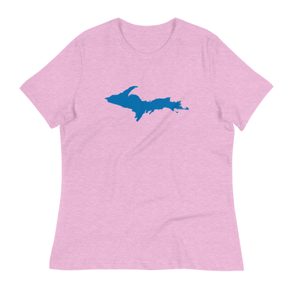 Michigan Upper Peninsula T-Shirt (w/ Azure UP Outline) | Women's Relaxed Fit