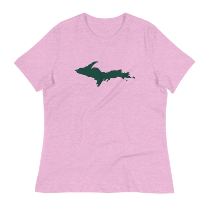 Michigan Upper Peninsula T-Shirt (w/ Green UP Outline) | Women's Relaxed Fit