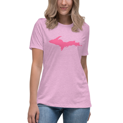 Michigan Upper Peninsula T-Shirt (w/ Pink UP Outline) | Women's Relaxed Fit