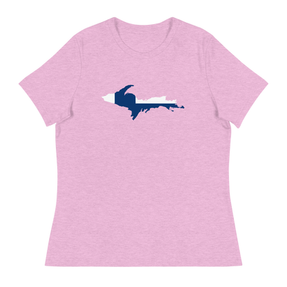 Michigan Upper Peninsula T-Shirt (w/ UP Finland Flag Outline) | Women's Relaxed Fit