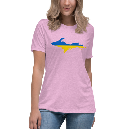 Michigan Upper Peninsula T-Shirt (w/ UP Ukraine Flag Outline) | Women's Relaxed Fit