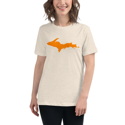 Michigan Upper Peninsula T-Shirts (w/ Orange UP Outline) | Women's Relaxed Fit