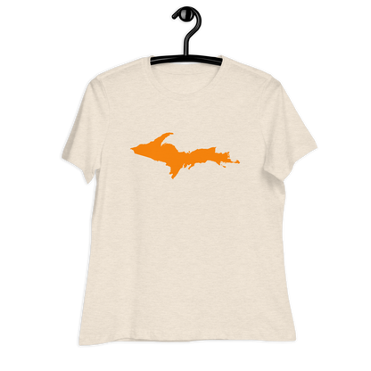 Michigan Upper Peninsula T-Shirts (w/ Orange UP Outline) | Women's Relaxed Fit