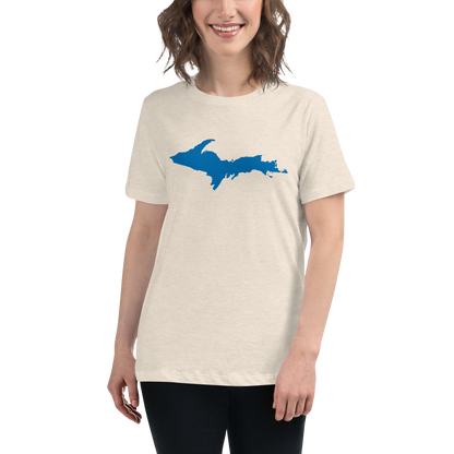 Michigan Upper Peninsula T-Shirt (w/ Azure UP Outline) | Women's Relaxed Fit